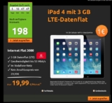 Internet Flat 3000 50MBit im Vodafone-Netz für 19,99 Euro im Monat – dazu Apple iPad 4 16GB Wifi + 4G für 1,- Euro