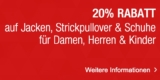 20% Rabatt auf Jacken, Strickpullover und Schuhe bei Galeria Kaufhof + 10% Newslettergutschein!