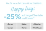 Bis Sonntag satte 25% Rabatt auf ausgewählte lange Oberteile und Hosen + 10% Newslettergutschein möglich