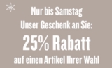 25% Extrarabatt bei Tom Tailor auf einen Wunschartikel (nicht auf Sale anwendbar)