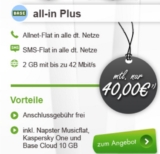 Modeo: Tarif BASE All in Plus für nur 40,- Euro monatlich + Smartphone bereits ab einmalig 1,- Euro