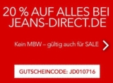 Super! Zusätzliche 20% Rabatt auf das gesamte Sortiment (auch reduzierte Ware) bei Jeans-Direct
