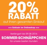Adler Onlineshop: Verschiedene Rabattaktionen, z.B. 20% Rabatt auf das gesamte Sortiment