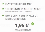 Mega-Kracher endet heute 18 Uhr! Klarmobil Flat im Telekom-Netz mit 300MB + 100 Minuten nur 1,95 Euro monatlich