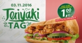 Am 3. November ist Teriyaki Tag bei Subway – das Chicken Teriyaki 15cm für nur 1,- Euro