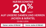 20% Rabatt auf Jacken & Mäntel für Damen und Herren im C&A Onlineshop