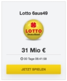 31 Mio Jackpot! 6aus49 Gemeinschafts-Lotto (75 Anteile) mit 271 Lotto-Tipps + 20 Rubellose für 4,99 Euro als Lottopalace Neukunde