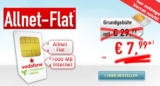 Vodafone Allnet Flat mit 1GB Internet-Flat nur 7,99 Euro monatlich direkt auf der Rechnung – mit 2GB nur 9,99 Euro
