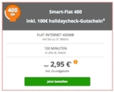 Endet morgen! Smart Flat-Tarif im Telekom-Netz mit 400MB Datenflat, 100 Minuten nur 2,99 Euro monatlich + 100,- Euro Holidaycheck Gutschein