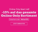 15% Rabatt auf alle Online Only Artikel im Mömax Onlineshop