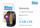 Blau Allnet L Tarif mit Allnet-Flat, SMS-Flat und 3GB Datenvolumen für 8,99 Euro monatlich und Huawei Band 2 Pro gratis dazu