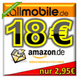 [EBAY] Wieder verfügbar! 18,- Euro Amazon Gutschein für nur 2,95 Euro abstauben!