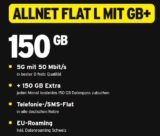 Congstar Allnet Flat+ Tarife im Telekom Netz mit z.B. 100 GB für 24€ mtl. oder 150 GB für nur 29€ mtl. + jedes Jahr 2 GB mehr bzw. jeden Monat gratis 150 GB Datenpaket (ohne Laufzeit wählbar)