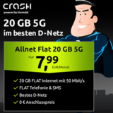 Letzter Tag: Crash Allnet-Flat mit 20 GB im Telekom Netz für 7,99€ mtl.