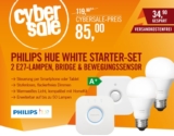 Philips Hue White Starter Set (2 x E27 inkl. Bridge + Bewegungssensor) für nur 85,- Euro