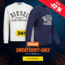 Viele verschiedene DIESEL Sweatshirts für nur je 34,34 Euro bei SportSpar