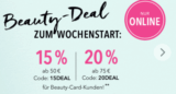 Douglas.de – 15% Gutschein ab 50,- Euro Bestellwert und 20% Gutschein ab 75,- Euro Bestellwert
