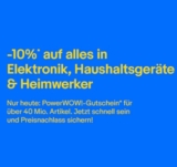 Bis 23 Uhr bei Ebay! Fette 10% Rabatt auf alle Produkte der Kategorien Elektronik, Heimwerker und Haushaltsgeräte
