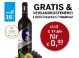 Gutschein für versandkostenfreie Lieferung + 1 Flasche Primitivo Selezione del Re 2012 Gratis ab 5,- Euro Bestellwert bei Ebrosia