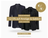 Nur bis morgen: 12,5% Extrarabatt auf Sakkos und Anzüge bei Engelhorn!