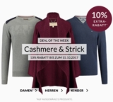 Bis Sonntag; Engelhorn Weekly Deal mit 10% Rabatt auf Cashmere und Strick