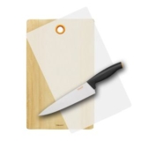 Fiskars Schneidbrett mit Kunststoffunterlage 44x27cm + Kochmesser 20cm für 19,95 Euro!