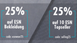 Für sportliche Schnäppchenjäger! 25% Rabatt auf 10 verschiedene ESN Topseller & 25% auf ESN Kleidung
