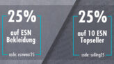 Für sportliche Schnäppchenjäger! 25% Rabatt auf 10 verschiedene ESN Topseller & 25% auf ESN Kleidung