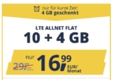 Monatlich kündbare Freenet LTE Allnet-Flat, SMS-Flat und 4GB Daten (Vodafone Netz) für 9,99 Euro mtl. – 14 GB für 16,99 Euro