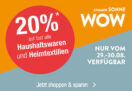 Sommer Sonne WOW Aktion bei Galeria Kaufhof – Heute: 20% Rabatt auf Haushaltswaren & Heimtextilien