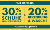 30% Rabatt auf Schuhe & 20% Rabatt auf Kleidung & Wäsche bei Galeria