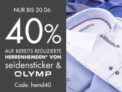40% Rabatt auf bereits reduzierte Hemden von Seidensticker und Olymp bei Galeria Kaufhof
