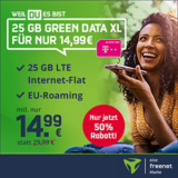 Letzter Tag: MD Telekom green Data XL mit 25 GB Daten für nur 14,99€ monatlich