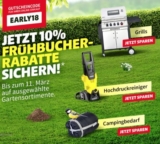 Hagebaumarkt: 10% Rabatt auf verschiedene Sortimente – z.B. Garten-, Camping-, Grill-Bedarf