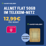 Handyhelden Telekom Allnet Flat mit 50 GB für mtl. 12,99€ – monatlich kündbar!