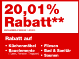 Nur vom 5. bis 11.07. im Hellweg Onlineshop: 20,01% Rabatt auf Küchen, Bauelemente, Fliesen und mehr!