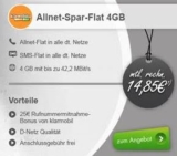 Klarmobil Allnet-Spar-Flat (4GB, Allnet-Flat, SMS-Flat, D-Netz) für effektiv nur 14,85 Euro mtl.