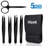 5-teiliges Hizek Augenbrauen Zupf Set (4 Pinzetten + 1 Schere) für nur 4,99 Euro bei Amazon