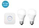 Philips Hue White 9,5W E27 2er SetStarterkit mit Bridge für 58,98 Euro