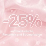 25% Rabatt auf Nachtwäsche, Pantoffeln und Strumpfwaren bei Hunkemöller