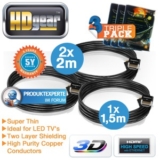 [IBOOD] Dreierpack HDMI 1.4 Kabel von HDgear – (2x 2m und 1x 1,5m) für nur 15,90 Euro inkl. Versand
