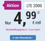 simply LTE 2000 Tarif mit 24 Monate Laufzeit für nur 4,99 Euro monatlich – Aktuell mit 0,- Euro Bereitstellungspreis