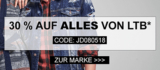 30% Rabatt auf alle Produkte der Marke LTB bei Jeans Direct – kein Mindestbestellwert!