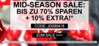 Midseason Sale mit bis zu 70% Rabatt + 10% Extra-Rabatt auf alle bereits reduzierten Artikel bei Jeans-Direct