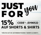 15% Extra Rabatt auf Shorts, Shirts & Tops bei Jeans Direct