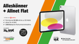 Tipp! klarmobil (Vodafone) Allnet Flat 20 GB für 24,99 mtl. + iPad (10,9 Zoll, 10. Gen) für 15€ + 150€ Bonus
