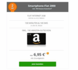 Klarmobil Smart-Flat 2000 (Vodafone) mit 2GB Daten + 100 Minuten + 100 SMS mtl. 6,95 Euro und 15,- Euro Amazon Gutschein geschenkt!
