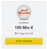 190. Mio EuroMillions Jackpot! Bei Lottopalace 1 Feld + 50 Rubbellose für 4,99 Euro als Neukunde spielen!