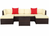 Preissenkung: 7-teiliges Polyrattan Lounge-Set mit Auflagen und Kissen für 242,57 Euro inkl. Versand