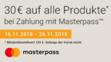 Notebooksbilliger: 30,- Rabatt ab 120,- Euro Bestellwert bei Zahlung mit Masterpass